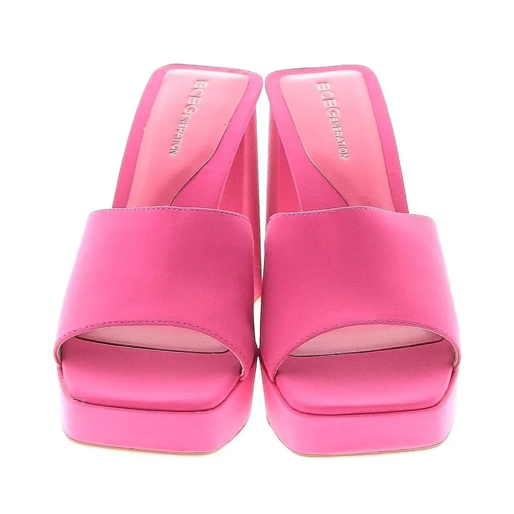 BCBGeneration Galixy Passion Pink Neo Barbie Platform Heeled Mule Sandals